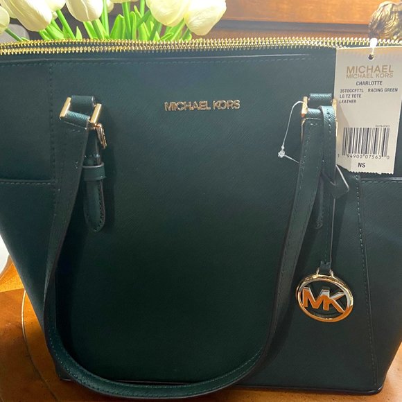 Michael Kors Bags Charlotte Large Saffiano Leather Topzip Tote Bag